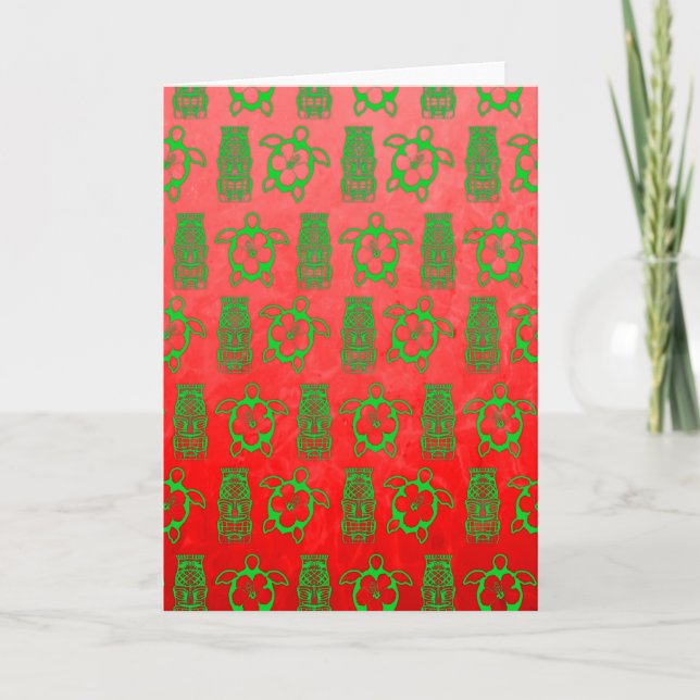 Cartes Pour Fêtes Annuelles Noël Honu Et Tiki (Devant)