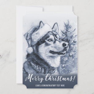 Cartes Pour Fêtes Annuelles Noël Husky Sibérien Bleu