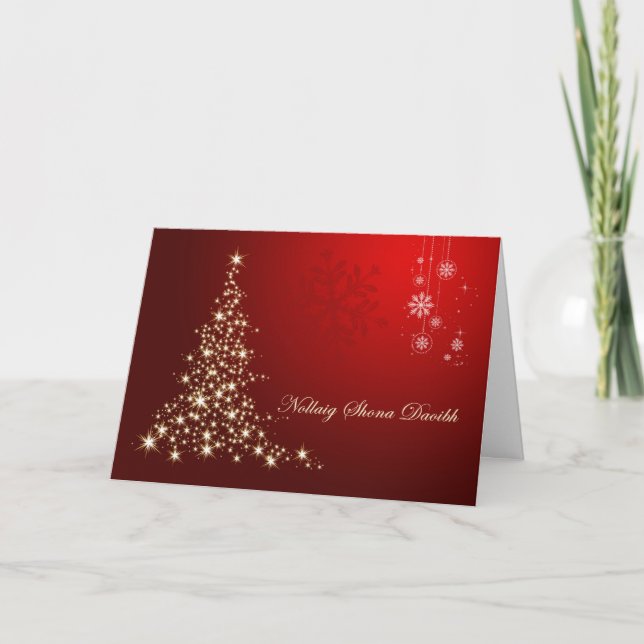 Cartes Pour Fêtes Annuelles Noël irlandais - rouge et or pétillant (Devant)