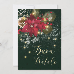 Cartes Pour Fêtes Annuelles Noël italien Poinsettia Pine Holly Garland