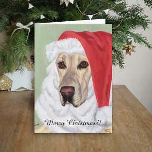 Cartes Pour Fêtes Annuelles Noël jaune de Labrador Père Noël