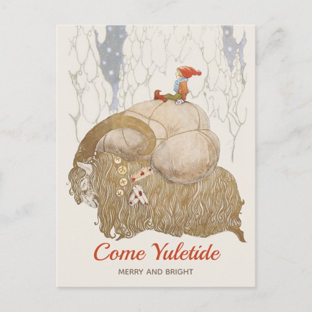 Cartes Pour Fêtes Annuelles Noël John Bauer Julbocken Yule chèvre CC1025 (Devant)