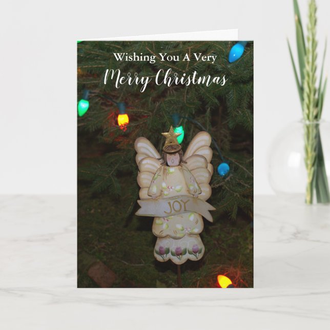 Cartes Pour Fêtes Annuelles Noël Joie Angel Arbre Lumières (Devant)