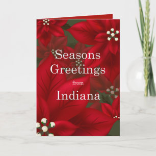 Cartes Pour Fêtes Annuelles Noël Joyeuses Fêtes Indiana Poinsettia
