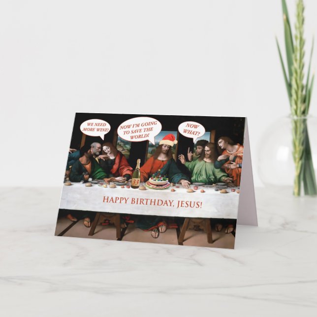 Cartes Pour Fêtes Annuelles Noël Joyeux Anniversaire Jésus Comics Style Drôle (Devant)