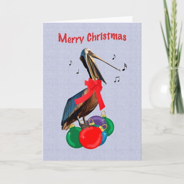 Cartes Pour Fêtes Annuelles Noël, Joyeux, Chant Pélican (Devant)