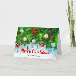 Cartes Pour Fêtes Annuelles Noël joyeux classique avec arbre à pin traditionne