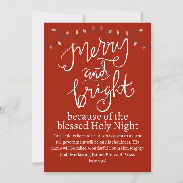 Cartes Pour Fêtes Annuelles Noël Joyeux et Bright Holy Night Rouge Blanc (Devant)