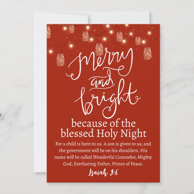 Cartes Pour Fêtes Annuelles Noël Joyeux et brillant Saint-Mason Rouge Lumière (Devant)