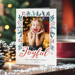 Cartes Pour Fêtes Annuelles Noël Joyeux Script Holly Berries Photo