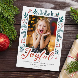 Cartes Pour Fêtes Annuelles Noël Joyeux Script Holly Berries Photo