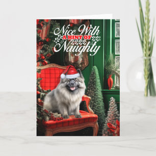 Cartes Pour Fêtes Annuelles Noël Keeshond Chien Naughty ou Nice