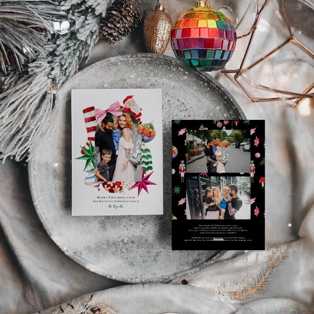 Cartes Pour Fêtes Annuelles Noël kitsch | Cadre de vacances rétro (Créateur téléchargé)