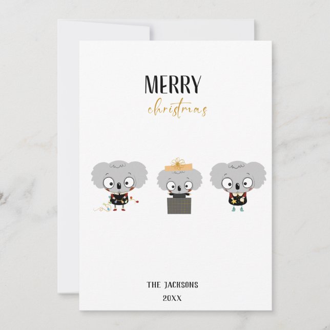 Cartes Pour Fêtes Annuelles Noël Koalas (Devant)