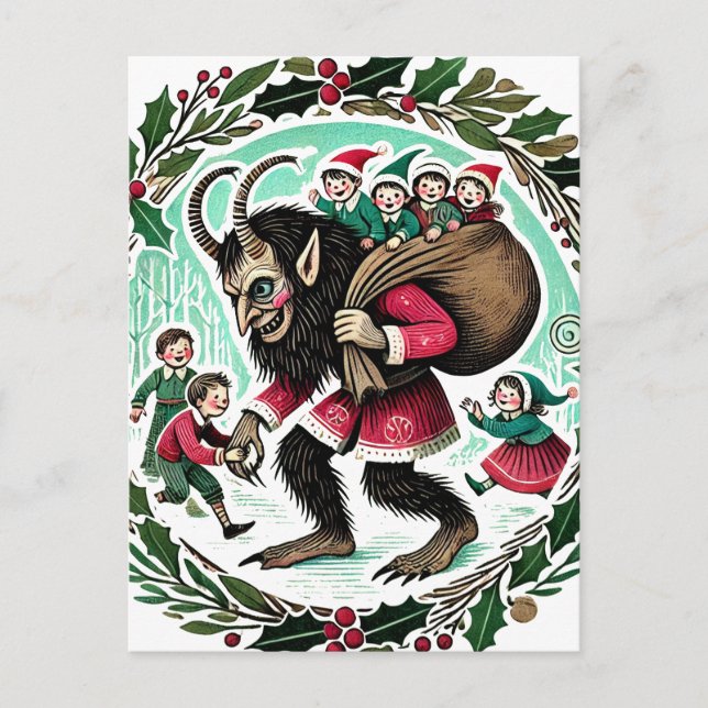 Cartes Pour Fêtes Annuelles Noël Krampus (Devant)