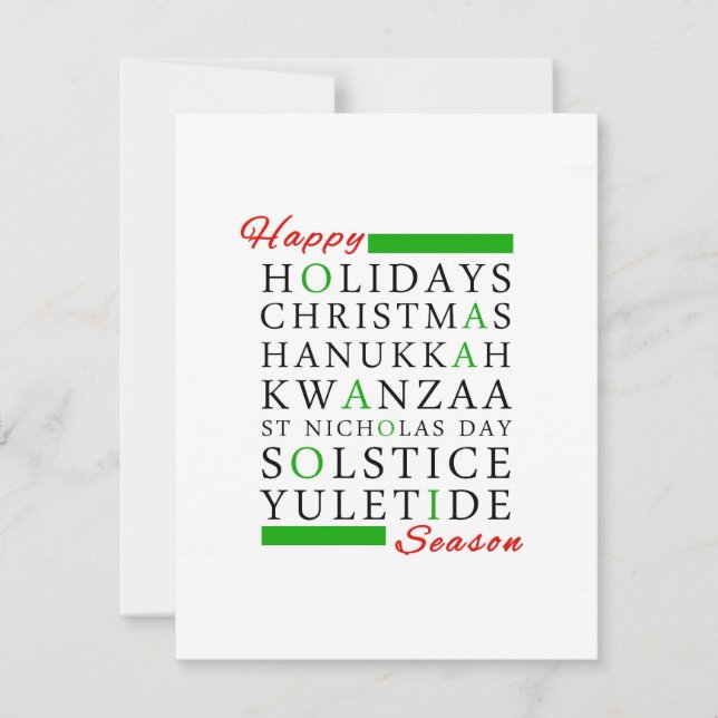 Cartes Pour Fêtes Annuelles Noël Kwanzaa Hanoukka Solstice Yuletide (Devant)