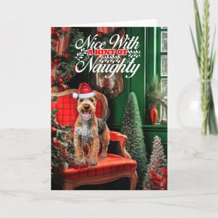 Cartes Pour Fêtes Annuelles Noël Lakeland Terrier Chien Naughty ou Nice