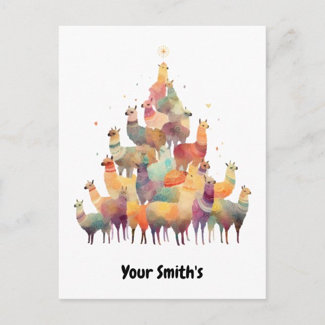 Cartes Pour Fêtes Annuelles Noël lama (Devant)