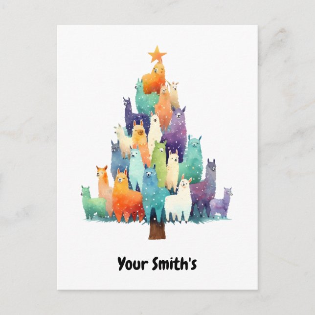 Cartes Pour Fêtes Annuelles Noël lama (Devant)