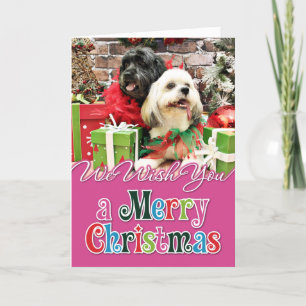 Cartes Pour Fêtes Annuelles Noël - Lhasa Apso - trèfle et lutin
