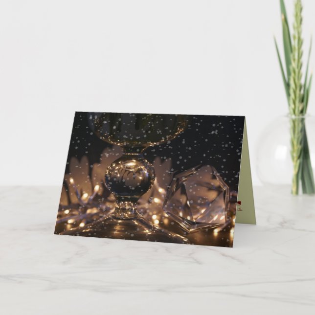 Cartes Pour Fêtes Annuelles Noël magique avec verre de cristal et neige (Devant)