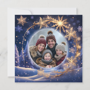 Cartes Pour Fêtes Annuelles Noël magique - flocons de neige dorés, photo