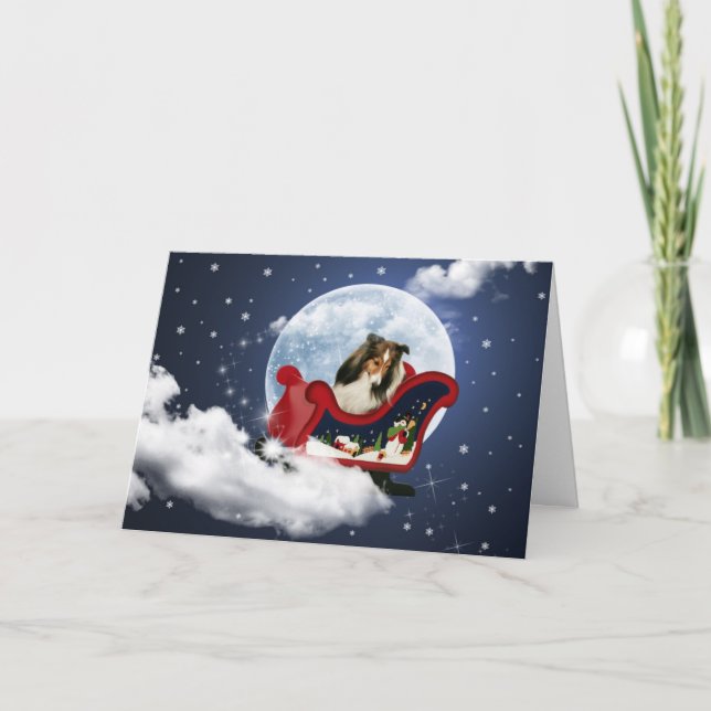 Cartes Pour Fêtes Annuelles Noël magique Sheltie (Devant)