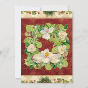 Cartes Pour Fêtes Annuelles Noël Magnolia Wreath in Pine Boughs Nature
