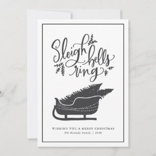 Cartes Pour Fêtes Annuelles Noel Mains Lettré Sleigh Bells Ring Rustique