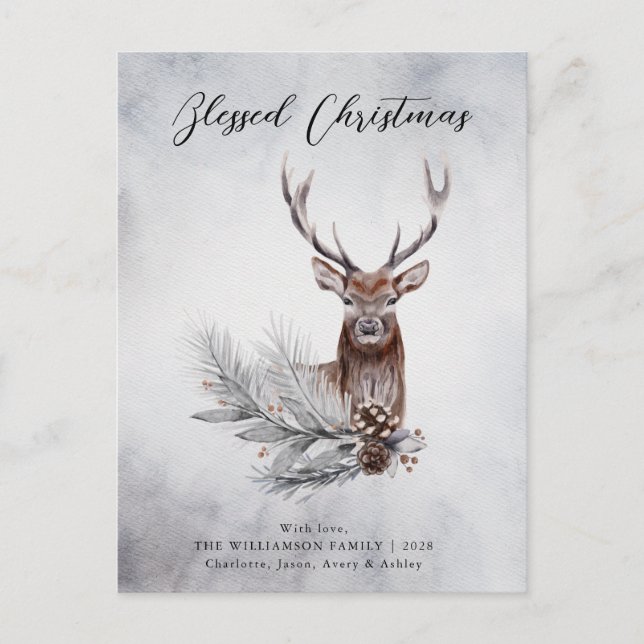 Cartes Pour Fêtes Annuelles Noël Majestic Russe Deer Antlers Pine Cone (Devant)