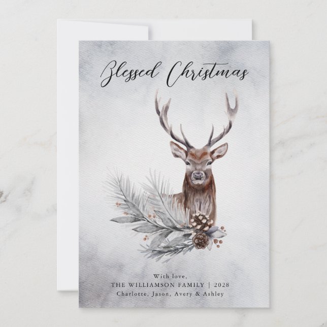 Cartes Pour Fêtes Annuelles Noël Majestic Russe Deer Antlers Pine Cone (Devant)