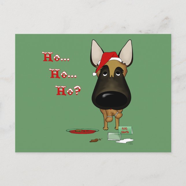 Cartes Pour Fêtes Annuelles Noël Malinois Belge - Ho Ho Ho ? ? ? (Devant)