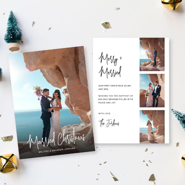 Cartes Pour Fêtes Annuelles Noël marié à la main moderne 4 photos (Créateur téléchargé)