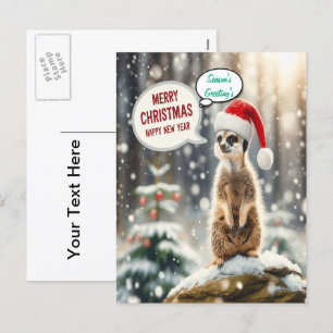 Cartes Pour Fêtes Annuelles Noël Meerkat Winter Wonderland Père Noël