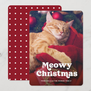 Cartes Pour Fêtes Annuelles Noël Meowy   La photo de votre chat est amusante