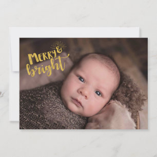 Cartes Pour Fêtes Annuelles Noël Merry Bright Gold Foil Typographie