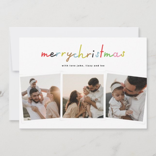 Cartes Pour Fêtes Annuelles noël merry rétro 4 photo collage heureux (Devant)