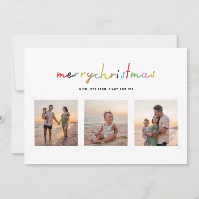 Cartes Pour Fêtes Annuelles noël merry rétro 6 photo collage heureux (Devant)