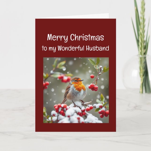 Cartes Pour Fêtes Annuelles Noël Merveilleux Mari Anglais Robin Bird (Devant)
