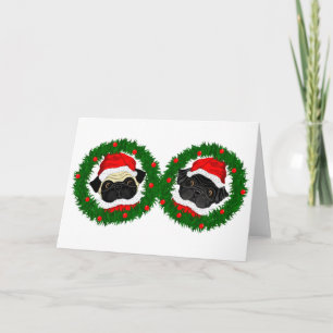 Cartes Pour Fêtes Annuelles Noël mignon Carlin noir et Carlin de la faune Père