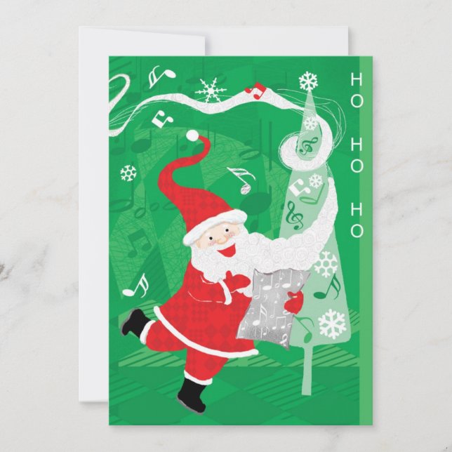 Cartes Pour Fêtes Annuelles Noël mignon, chant et danse Père Noël (Devant)