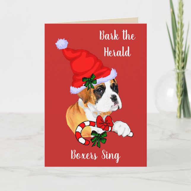 Cartes Pour Fêtes Annuelles Noël mignon de chien de boxeur (Devant)