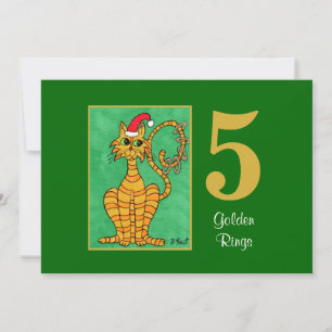 Cartes Pour Fêtes Annuelles Noël mignon de coutume de chat de cinq anneaux