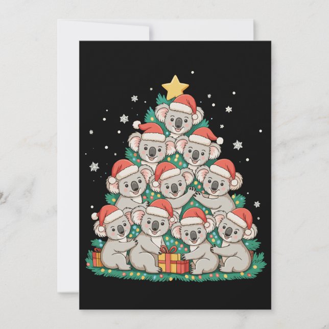 Cartes Pour Fêtes Annuelles Noël Mignon Koala Arbre Drôle Noël Fêtes (Devant)
