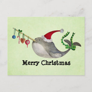 Cartes Pour Fêtes Annuelles Noël mignon Narwhal