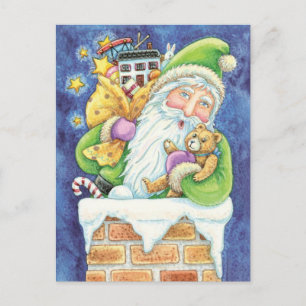 Cartes Pour Fêtes Annuelles Noël mignon, Père Noël à Chimney avec jouets