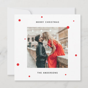 Cartes Pour Fêtes Annuelles Noël minimaliste moderne   Photo + Confettis rouge