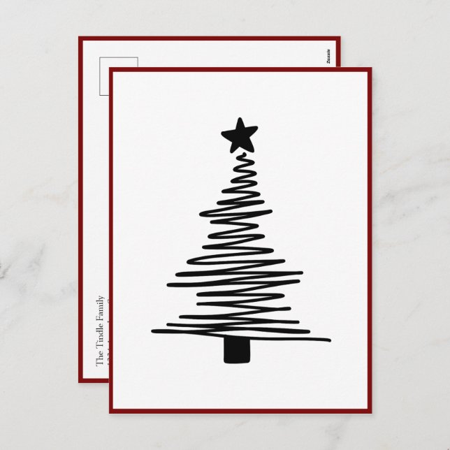 Cartes Pour Fêtes Annuelles Noël minimaliste Noir moderne (Devant / Derrière)