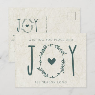 Cartes Pour Fêtes Annuelles Noël Minimaliste Paix et Joie