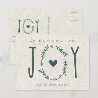 Cartes Pour Fêtes Annuelles Noël Minimaliste Paix et Joie
